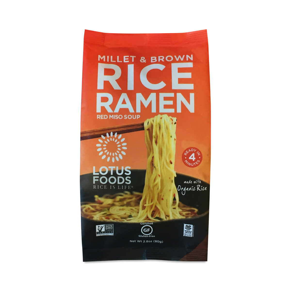Lotus Foods Gluten-Free Millet & Brown Rice Ramen with Miso Soup 2.8 oz container