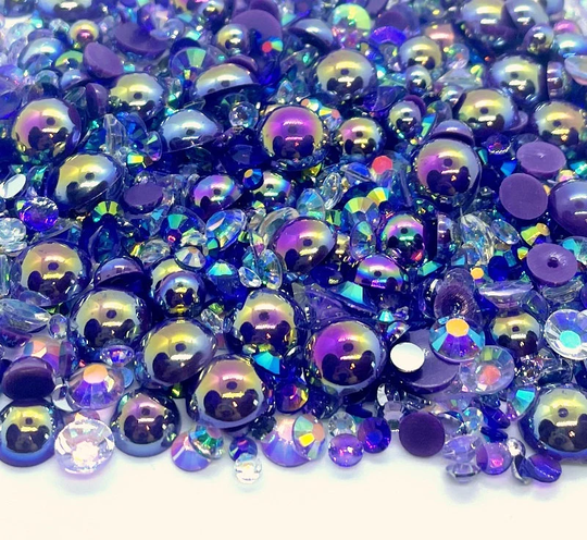 New Amethyst February Birthstone Blend Rhinestone Mix 2mm-10mm Flatback Jelly Resin | Faux Pearls Rhinestones Mixed Sizes Purple