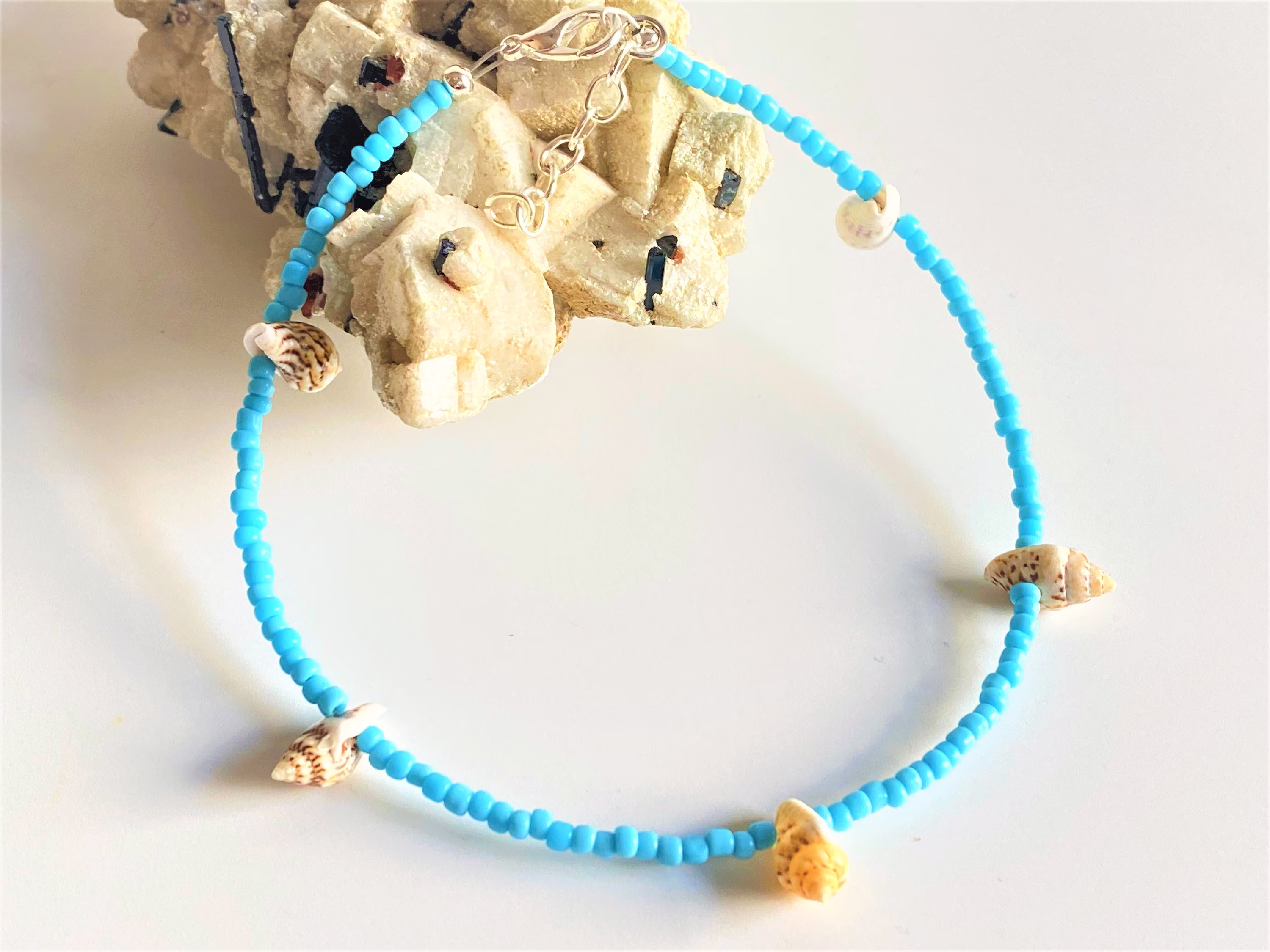 Shell Turquoise Anklet, Beach Anklet, Boho/Hippie/ Dainty Beaded Ankle Bracelet, Summer Vibes Gift For Her