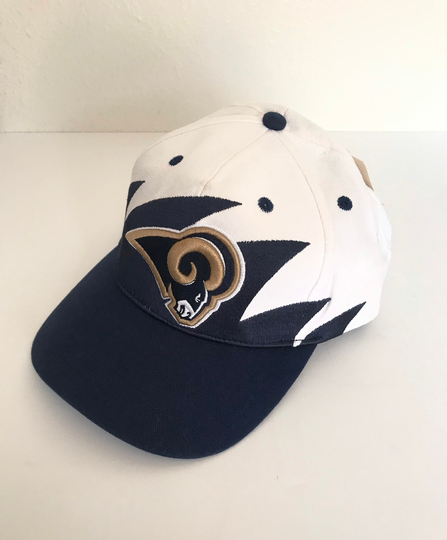 Deadstock Rams Hat/Never Worn Vintage Nfl Football St Louis Rams Sharktooth Style Adjustable Size Velcro
