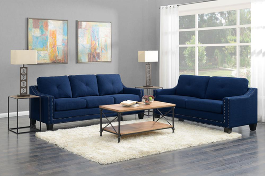 Picket House Furnishings Mauldin Modern Polyester/Polyester Blend Blue Living Room Set | UMO0802PC