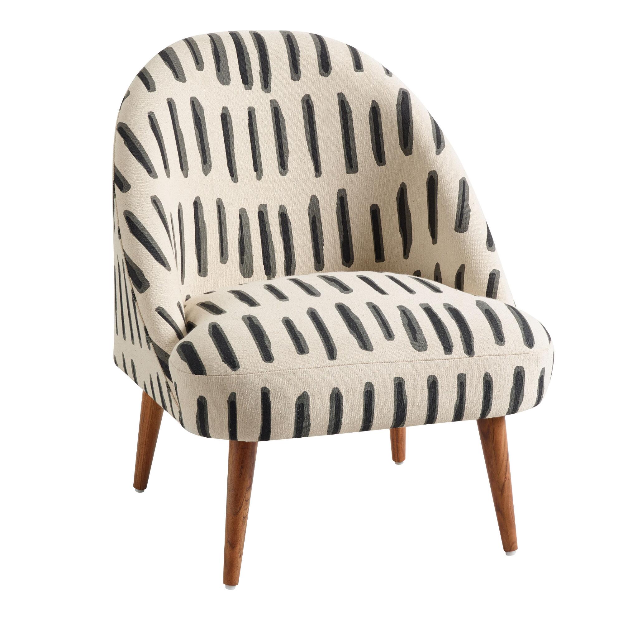 Charcoal Gray And Ivory Dash Print Noemi Chair by World Market