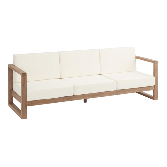Light Brown Eucalyptus Segovia 3 Seater Outdoor Patio Bench: Brown/Natural - Wood by World Market