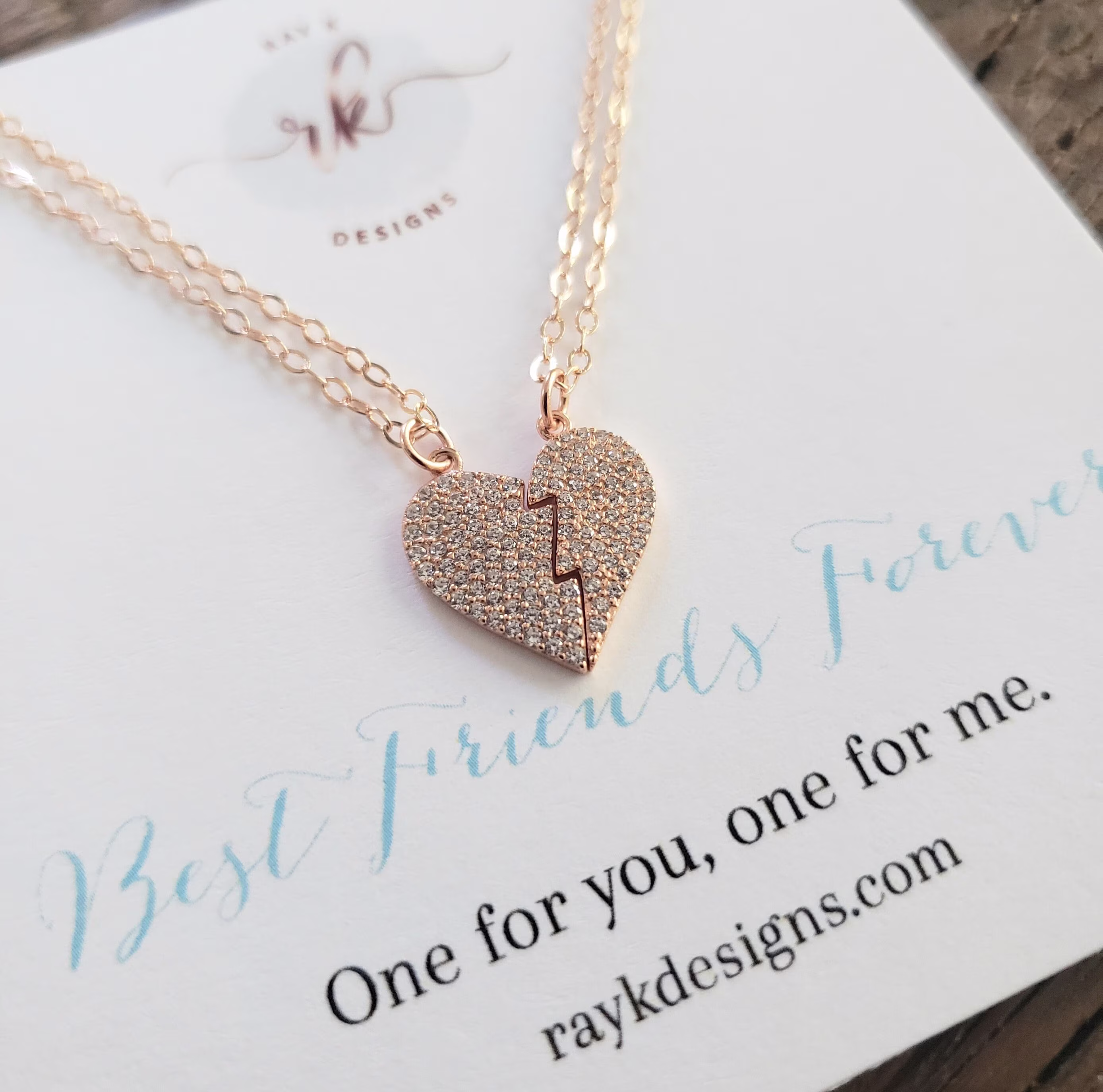 Best Friend Necklace For 2, Rhinestone Split Broken Heart Pendant, Bff Bestie Jewelry Set, Birthday Gift, Friendship, Cz Diamond