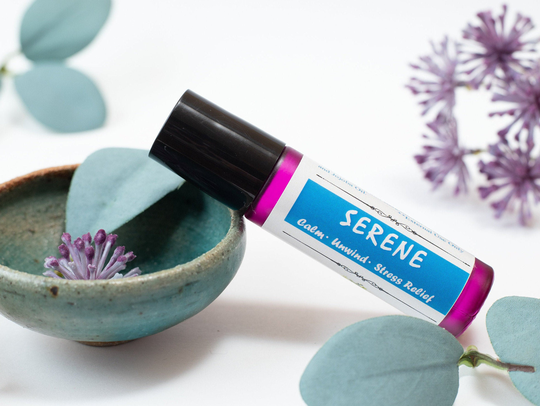 Serene Relaxing Essential Oil Blend Roller, Stress Relief Calming Roll On 10 Ml Rollerball, Natural Self Care Small Gift, Vegan Plant Based
