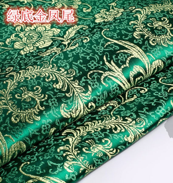 Chinese Folk Retro Style Phoenix Tail Tapestry Satin Silk Cloth Fabric One Yard For Cospaly Diy