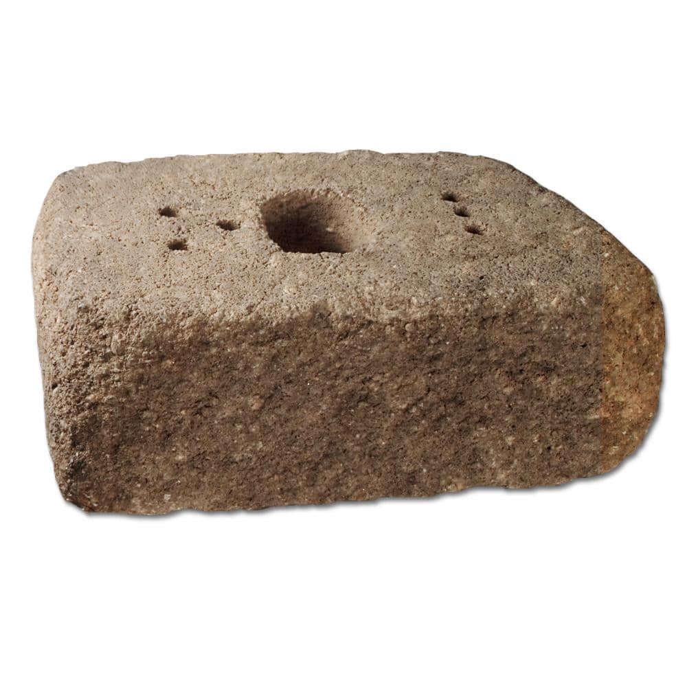 Lowe's Country Manor 16-in L x 6-in H x 10-in D Antiqued Tan Charcoal Blend Retaining Wall Block in Brown | 10940324