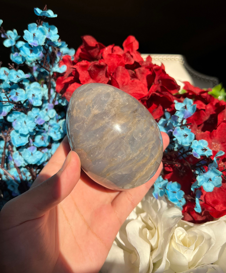 Rare Blue Rose Quartz Egg With Golden Healer, Rare Occurrence, Filled Rainbows, Crystal
