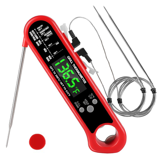 Digital Thermometer BBQ Meat Food Cooking Temperature Tester Instant Read 3 Probes Backlight Calibration Alarm Set IP65 Waterproof