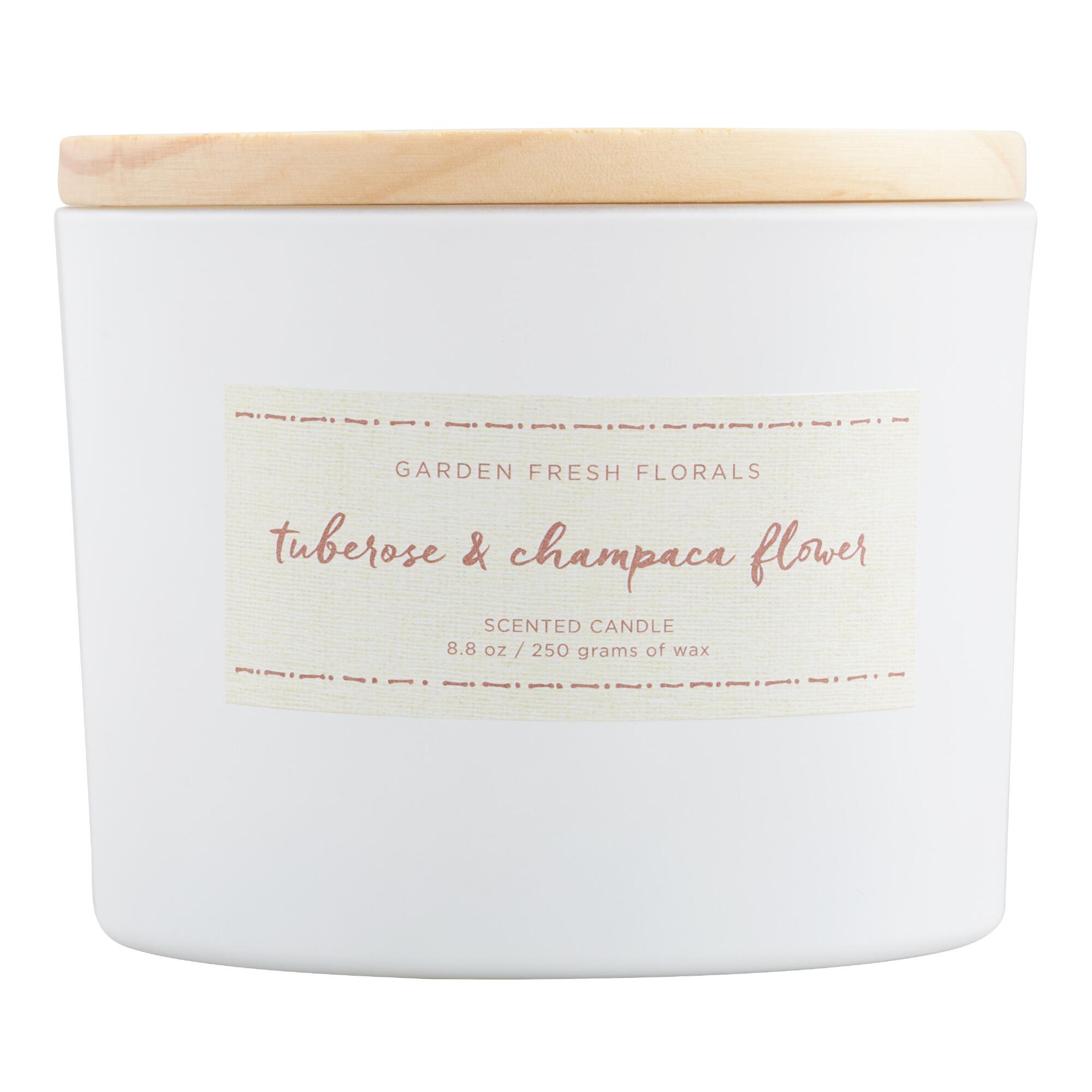 Tuberose & Champaca Flower Floral Lid Scented Candle by World Market