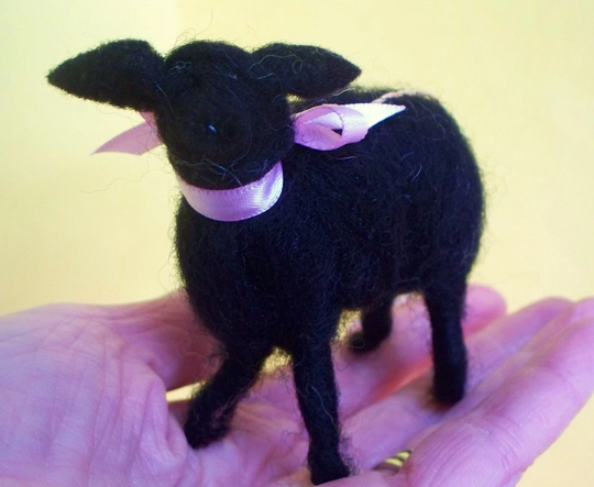 Two | 2 Baa Black Wool Sheep 4" Tall