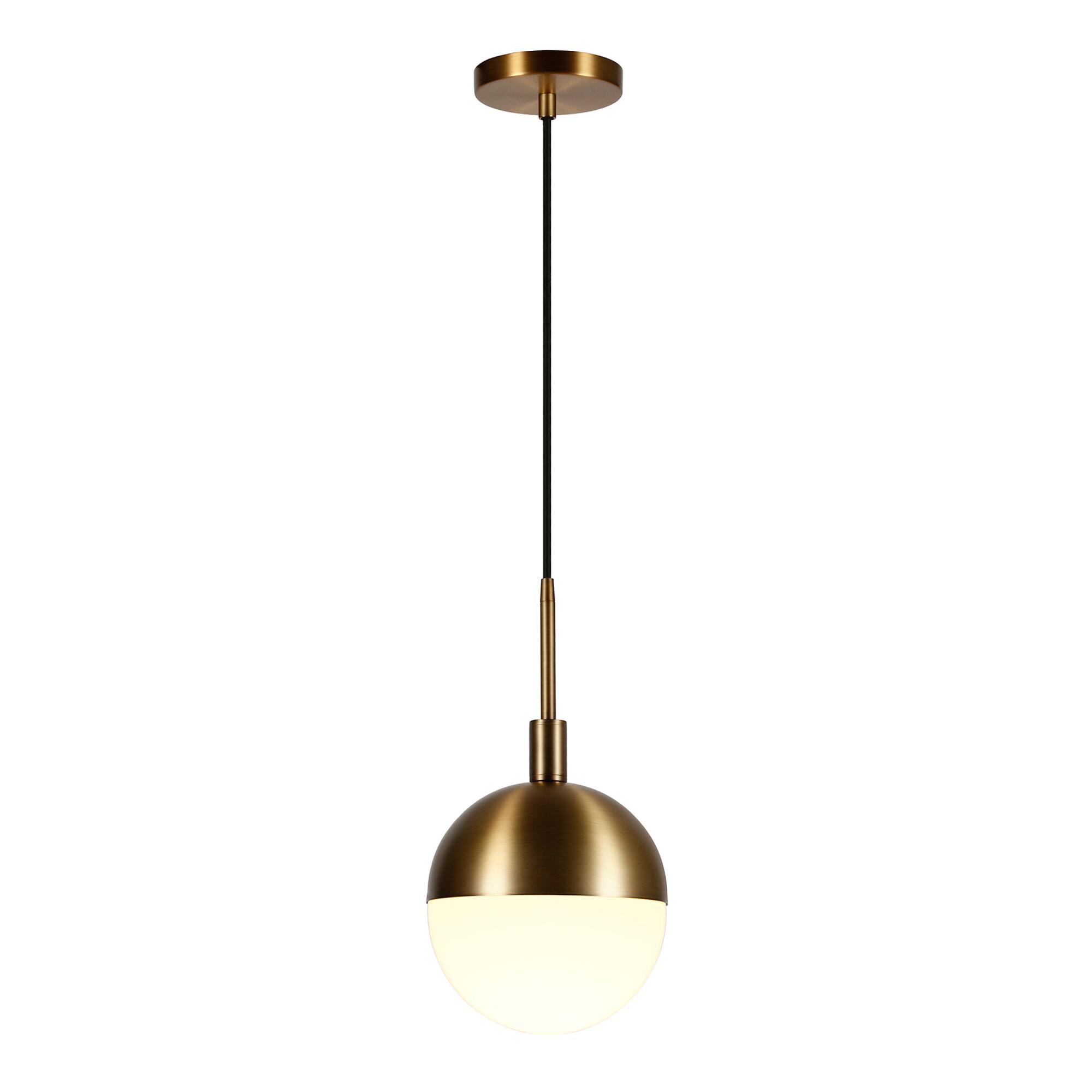 Frosted Glass and Brass Orb Pendant Lamp: Gold by World Market