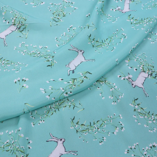 Animal Flowers Silk Cotton Blend Blue Fabric, Fabrics in The Yard, Fabric, Width 54 Inch