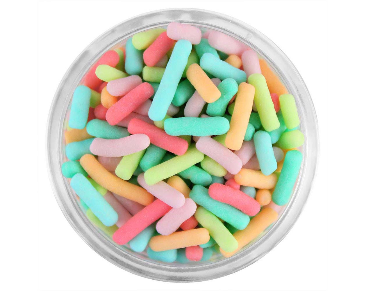 Tropical Sherbet Jimmies Blend - A Mix Of Classic Soft Jimmies in Light Green, Turquoise, Mint Coral, Peach, & Antique Pink