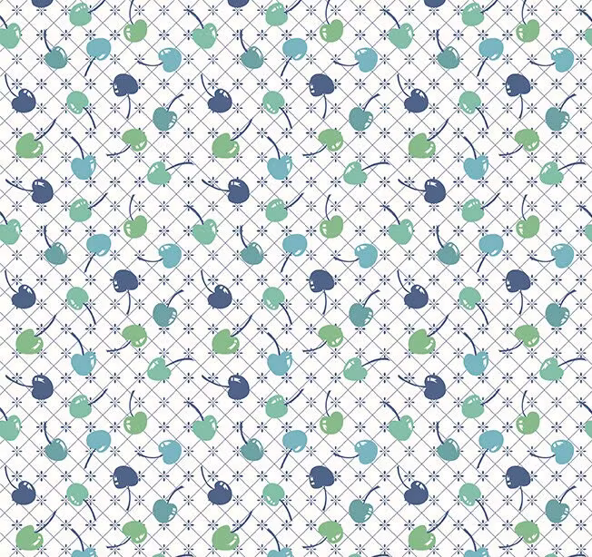 Cook Book Cherries Denim, Lori Holt For Riley Blake, 1/2 Yard - Cut Continuously, C11758-Denim