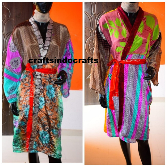 Ocean Blue Silk Blend Kimono Robe, Christmas Gifts, Dressing Gown, Vintage Kimono, Bridesmaid Robes, Bridal Robe, Gifts For Her