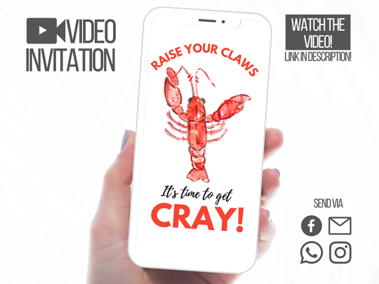 Crawfish Boil Video Invitation, Louisiana Invite, Seafood Boil, Crawfish, New Orleans Party