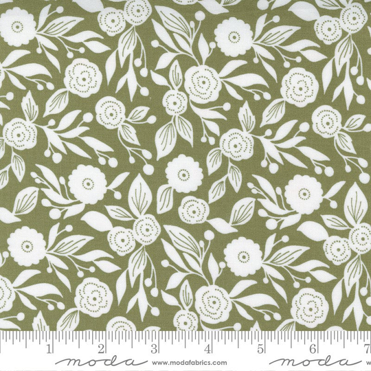 Christmas Morning - Winter Flora Blender Floral Tonal Pine Green Lella Boutique Christmas Fabric Cotton Quilting Fabric Moda