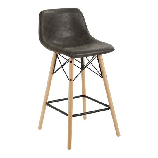 Faux Leather Low Back Allen Counter Stools Set of 2: Brown/Natural by World Market