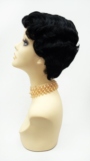1920S Style Short Black Finger Wave Wig. Marcel Vintage Costume Heat Resistant [69-353-Htbebe-1]
