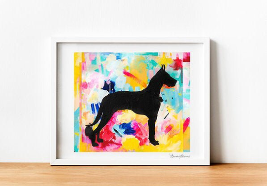 Great Dane Abstract Silhouette Painting Print
