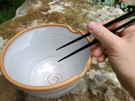 Huge Noodle Bowl Or Ramen With Chopstick Rests in Shale - Made To Order