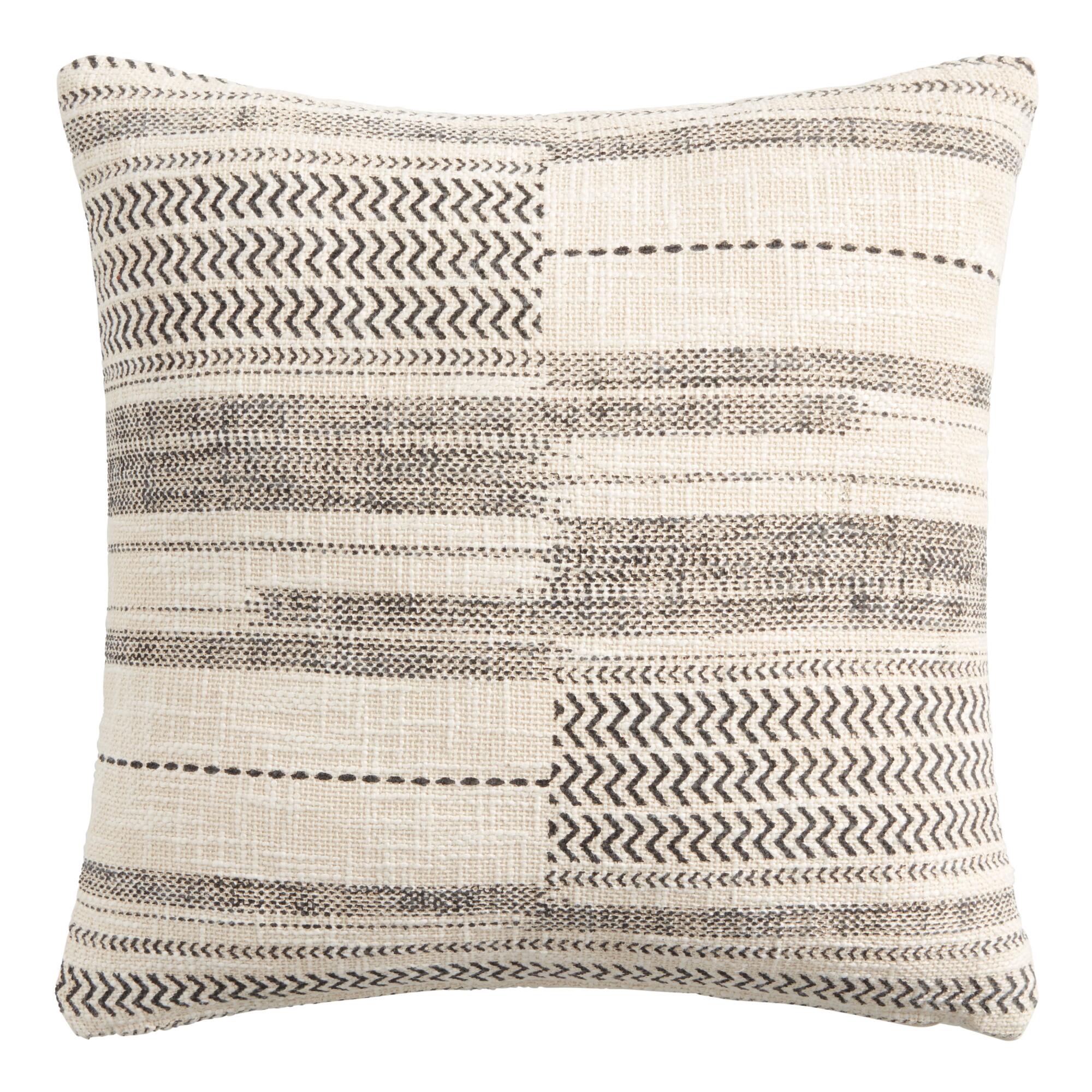 Black and Ivory Patchwork Print Throw Pillow by World Market