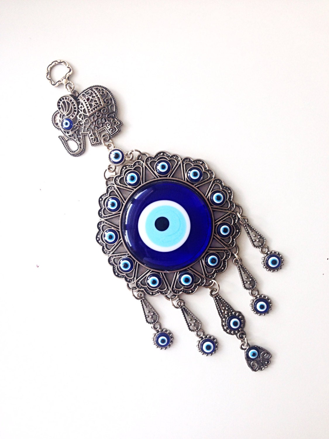 Evil Eye Wall Hanging - Evil Charm Elephant Turkish Dcor Nazar Boncuk Bead Macrame