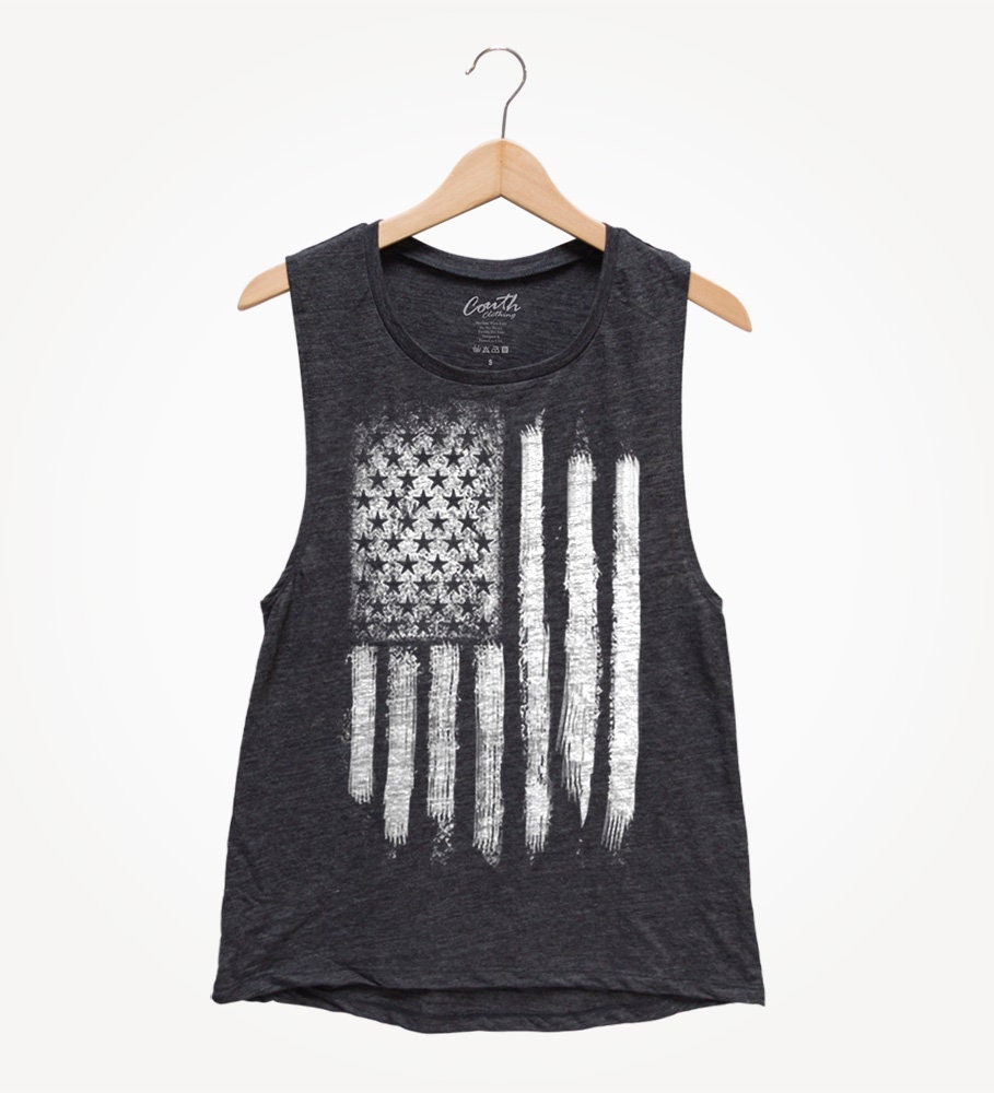 American Flag Muscle Tank Top, Women Flag Shirt, Patriotic, Us Flag, Merica Top