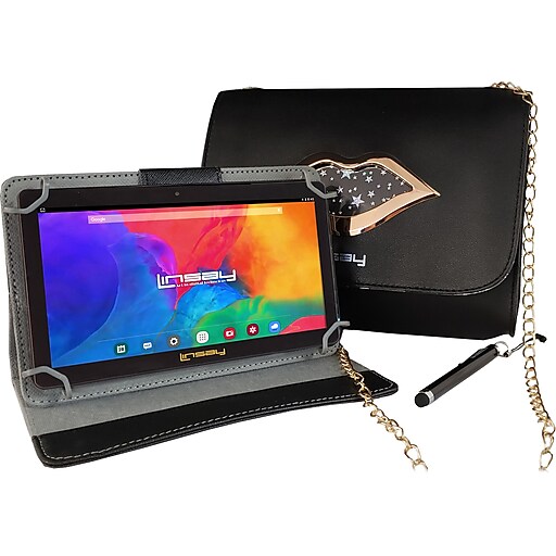 Linsay 7" Tablet with Stylus, Case, and Handbag, 2GB RAM, 32GB, Android, Black (F7UHDBLACKKISS)