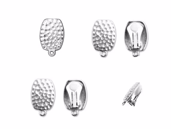 6 Pcs-3 Pairs Hammered Clip Earring Tierracast Pewter White Bronze Finish P4008Wb