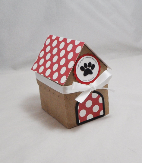 Dog House Thank You Favor Gift Boxes, Set Of 6, Child's Birthday Party Decor, Puppy Pawty