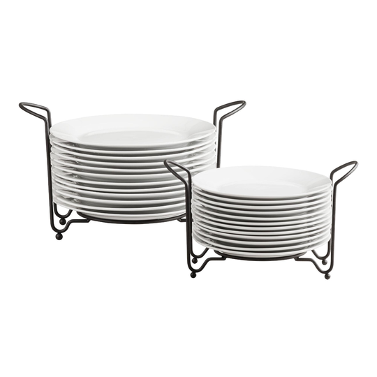 Porcelain Plates With Stacking Rack 12 Piece Set: White by World Market