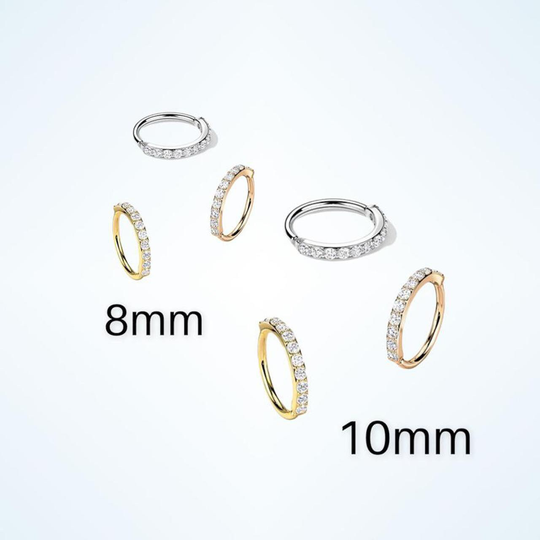 20G Hoop, Half Lined Gem Hoop Nose Ring, Tragus, Helix, Cartilage Jewelry Bendable