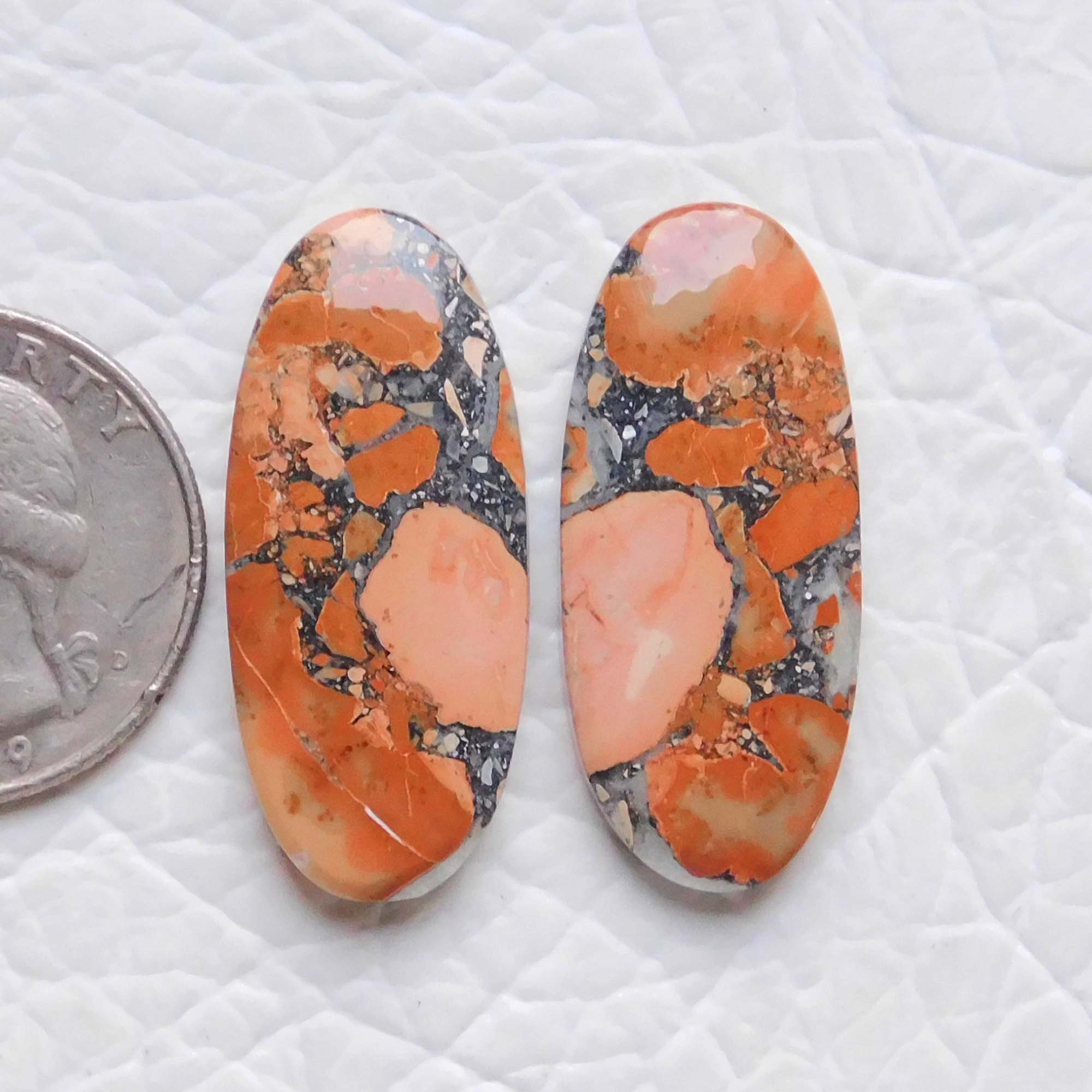 Natural Brecciated Mookaite Jasper Oval Shape Cabochon Pair Gemstone, Free Size Cabochon, Earring Gemstone