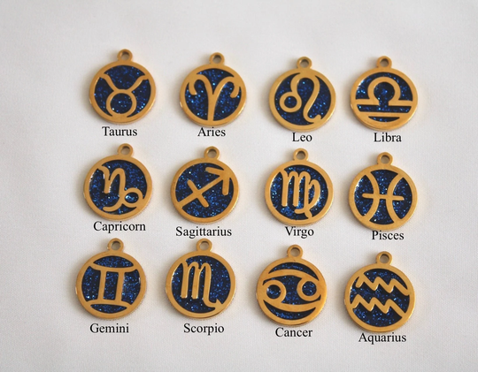 18K Gold Zodiac Necklace Coin Astrology Jewelry Taurus Gemini Cancer Pendant Necklaces Hypoallergenic Personalized Bridesmaid Gifts