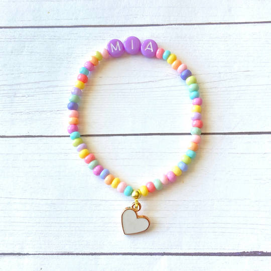Personalized Name Bracelet, Girls Charm Toddler Gift, Birthday Gift Girls, Little Heart Bracelet
