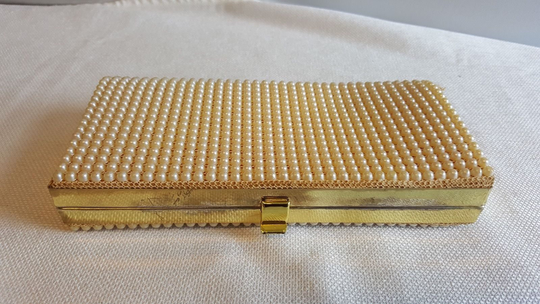 Jr Florida USA Small Clutch Purse With Rhinestones Or Faux Pearls