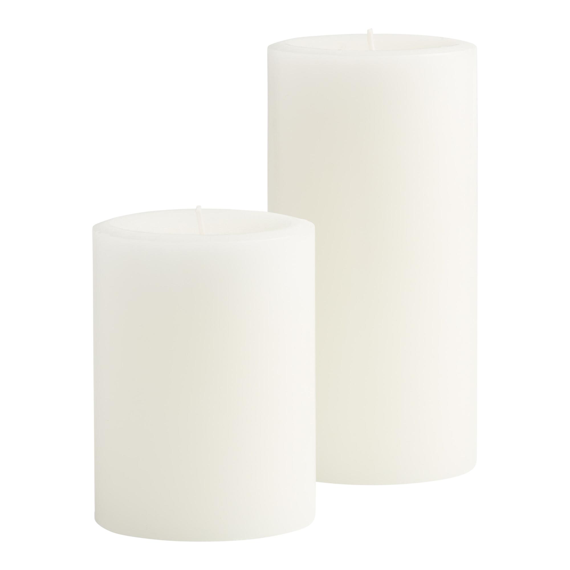 Pier Place Peppermint Twist Pillar Scented Candle: White - Scented Wax by World Market