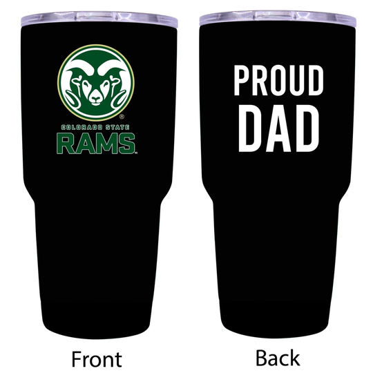 R and R Imports Colorado State Rams Proud Dad 24 oz Insulated Stainless Steel Tumblers Black.