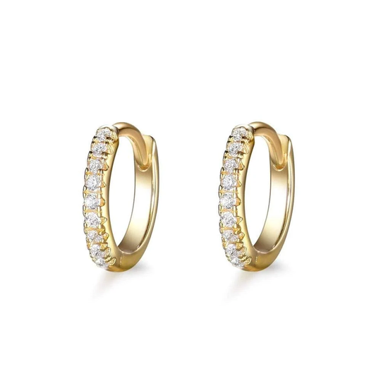 Gold Diamond Hoop Earring, Huggies 14K Solid Huggie Tiny Halo Earrings, Micro Pave Setting Diamond, Birthday Gift