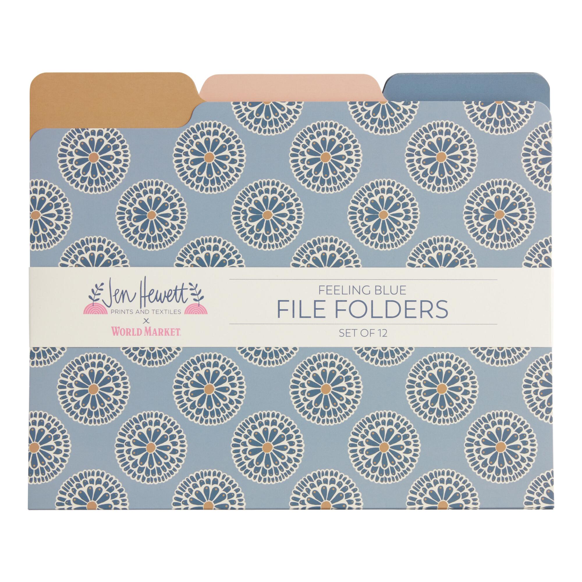 Jen Hewett Blue and Blush Flower Field File Folders 12 Pack: Multi - Paper by World Market