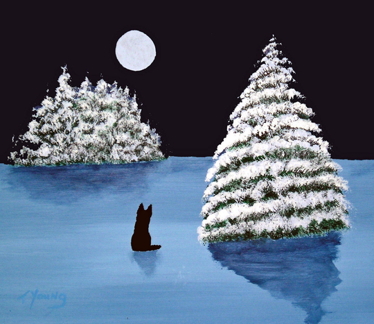 Winter Moon Print Black German Shepherd Dog By Todd Young