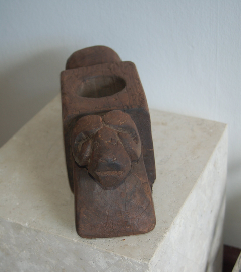Antique Treen Primitive Hand Carved Folk Art Wooden Ram/Animal Tin Grater Scraper ~ Treenware Juicer Herb Masher