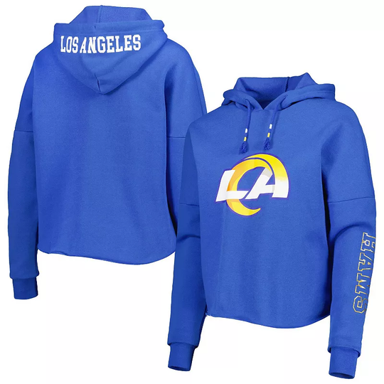 Women's New Era Royal Los Angeles Rams Foil Sleeve Pullover Hoodie, Size: 2XL, Blue