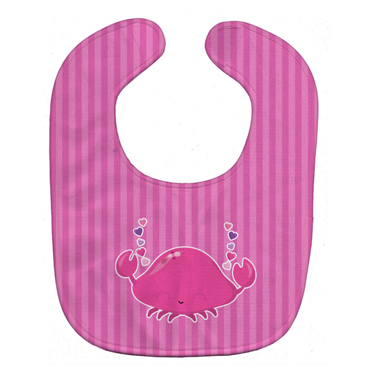 Caroline's Treasures BB7129BIB Pink Crab Baby Bib, 10 x 13", multicolor