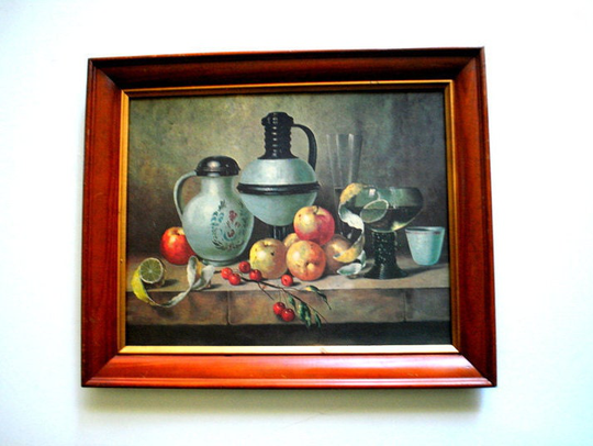 Beautiful Vintage 1960S, Original, Lithograph, French Print On Board" Still Life"( 1920S By Robert Pailloux