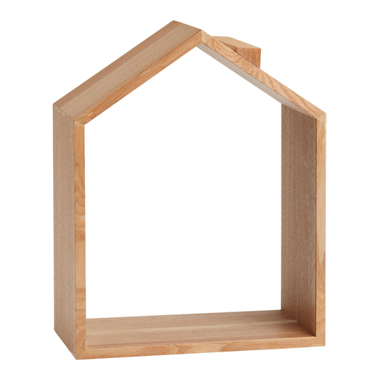 Natural Wood House Shaped Shelf: Brown - Small (24" & under) by World Market