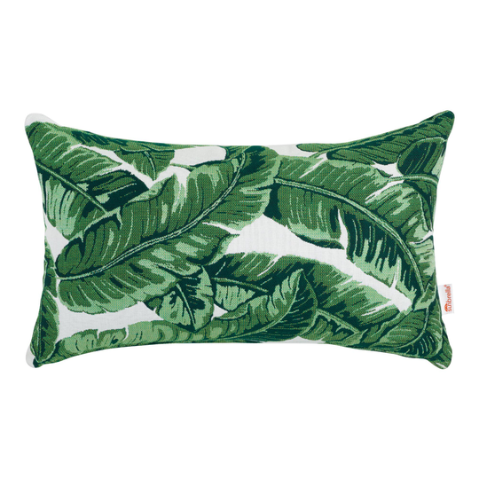 Sunbrella Tropical Leaf Outdoor Patio Lumbar Pillow: Green - Acrylic by World Market