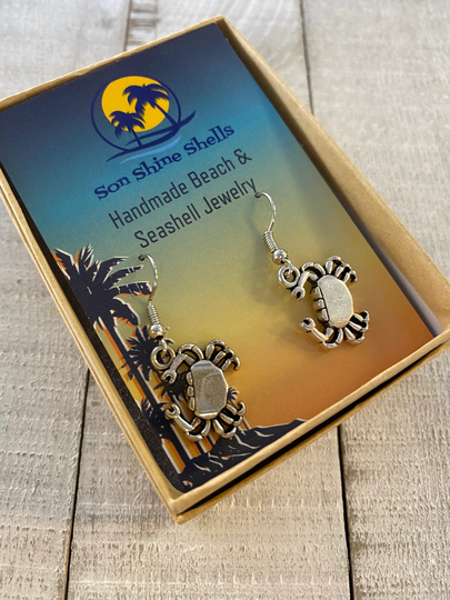 Silver Crab Earrings - Nickel Free Gift Jewelry Beach Lover